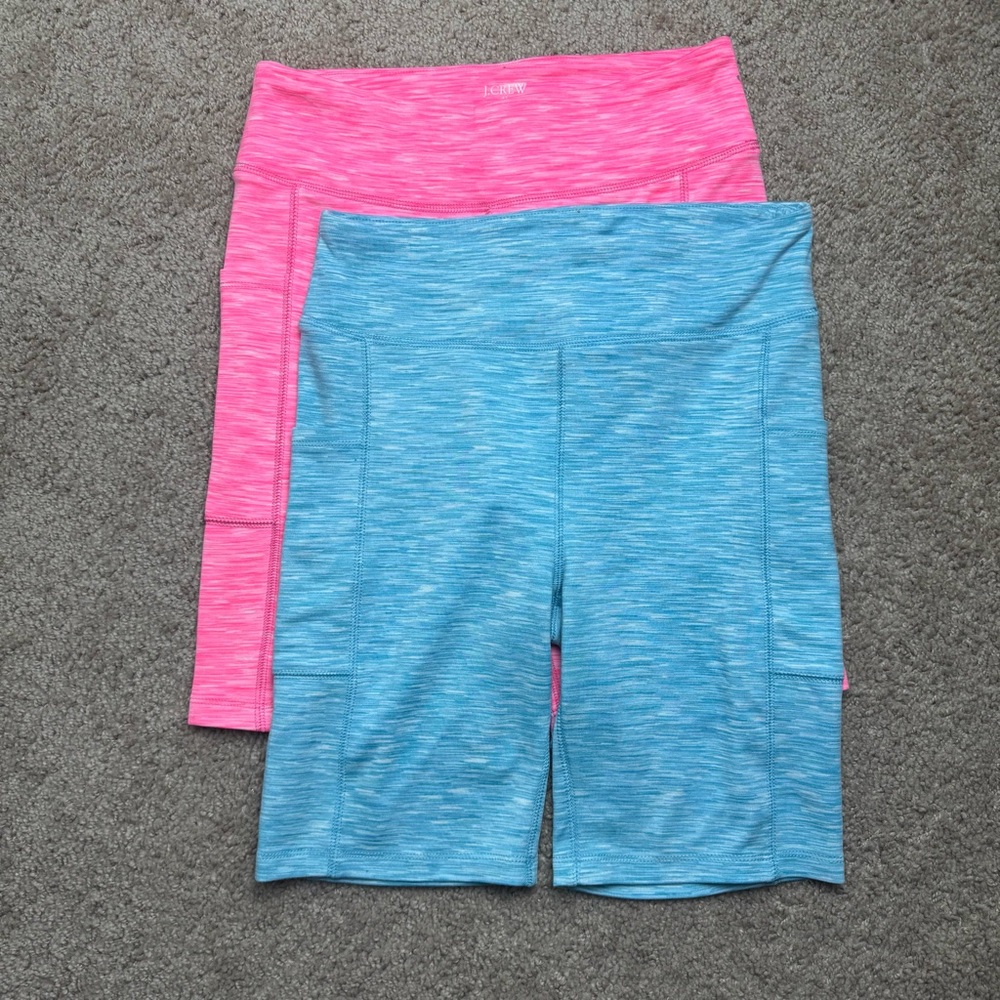 J.Crew Biker Shorts in Pink & Aqua
